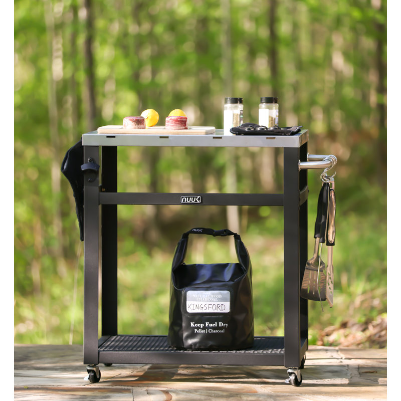 Portable Table and Outdoor Prep Cart BBQ Grill Rack